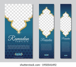 set of ramadan web banners of standard size with a place for photos. Ramadan template design. vector illustration