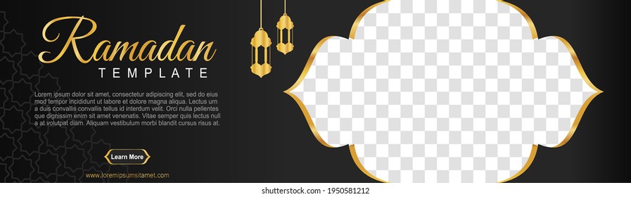 conjunto de banderas web de ramadán de tamaño estándar con un lugar para las fotos. Diseño de plantillas de Ramadán. ilustración vectorial