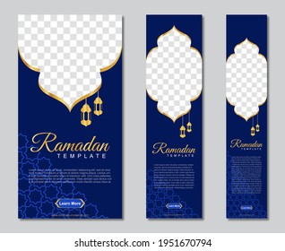 set of ramadan web banners of standard size with a place for photos. Ramadan template design. vector illustration