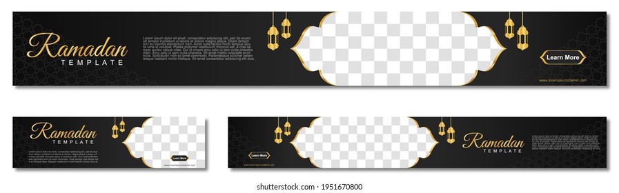 set of ramadan web banners of standard size with a place for photos. Ramadan template design. vector illustration