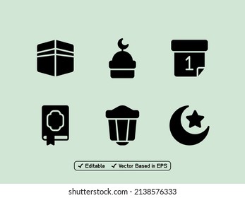 Set of Ramadhan and Islam icon pack with black color, It can uses for any purpose.