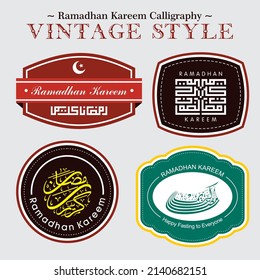 Juego de Ramadhan Kareem Caligrafía árabe Estilo vintage del tema islámico