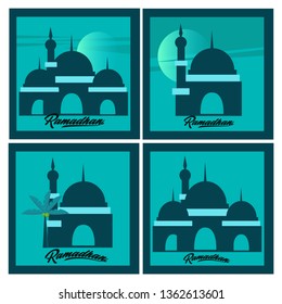 Set of ramadhan kareem islamic background design with simple modern concept and religious concept