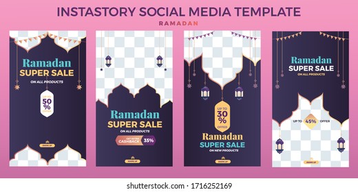 Set Ramadhan Sale Instastory Social Media Template, Banner Ad.