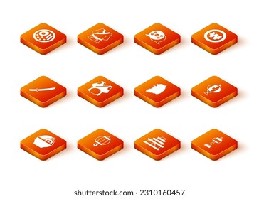 Set Ramen, linterna coreana, Katana, Kimono, templo, mapa del sur, torre de Seúl en e ícono. Vector