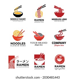 Set of Ramen Logo Design Illustration . Ramen menu logo template with bowl . Japanese food