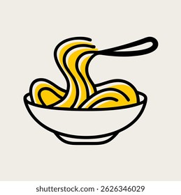 Set of ramen noodles in a bowl on vector art