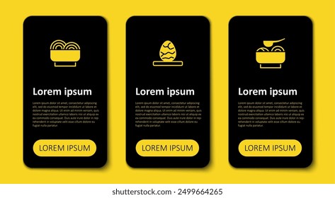 Set Ramen soup bowl, Chinese tea egg and Asian noodles. Business infographic template. Vector