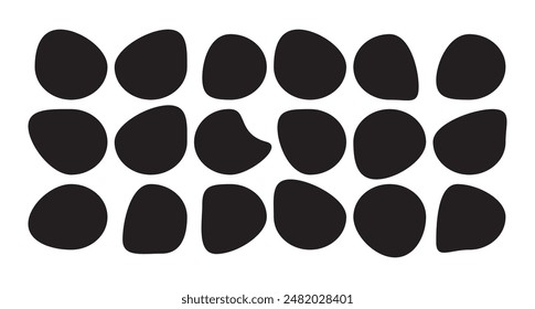 Set of random abstract liquid organic black irregular blotch shapes. Blob shapes collection. Vector Illustration.