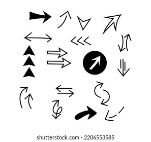 set of random arrows isolated on a white background. stock illustration