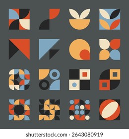 Set of Random Bauhaus Geometric Shapes Collection