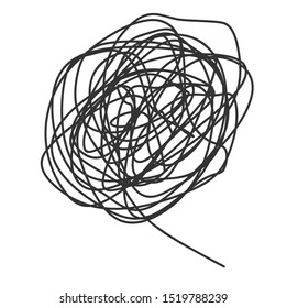 	
Set of random chaotic lines. Hand drawing insane tangled scribble clew. Vector icon isolated on white background. vector illustration