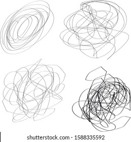 Set of random chaotic lines. Hand drawing . Vector icon isolated on white background. vector illustration