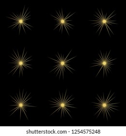 set of random gold star burst icon
