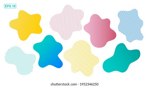 A set of random spots. Colored and striped spot. The spot is irregular in shape with a simple rounded smooth shape. Vector