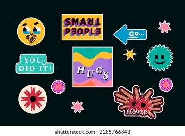 set of random sticker collection .vector illustration