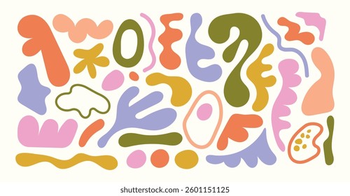 Set of random vector organic elements, fluid shapes, abstract doodles.