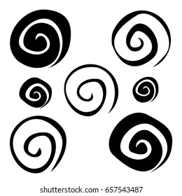 Set of randomly curved spiral shapes