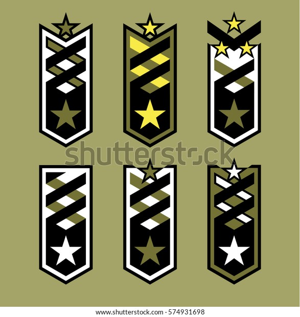 Set Rank Badges Modern Military Insignia Stock Vector Royalty