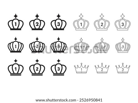 Set of ranking crown icons