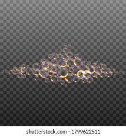  Set of ransparent soap bubbles on checkered background.Reaistic colored balls.Vector texture.