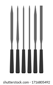 Set of rasp hand file tools vector flat illustration