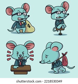 Set of Rat Corrupter vector illustration