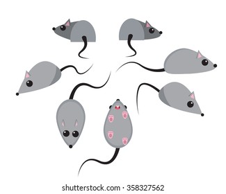 Set of rat in flat style, vector object