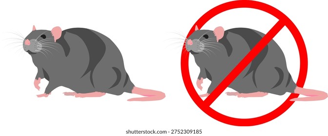Set of Rat Infestation Warning Icon Vector Rodent Problem