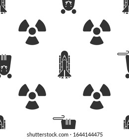 Ajuste Rat, el transbordador espacial y los cohetes y Radioactivo en un patrón sin fisuras. Vector