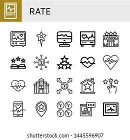 Set of rate icons such as Ecg, Electrocardiogram, Star, Heart rate, Casino, Rate, Yen, Stars, Rating ,