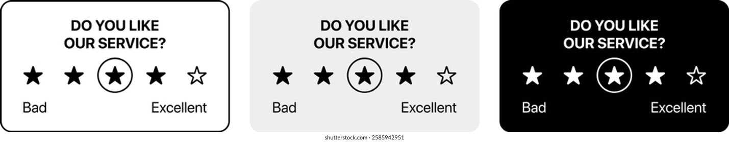 Set of Rate notification pop up banners with stars. Customer Feedback Survey Vector UI Design. Vector illustration