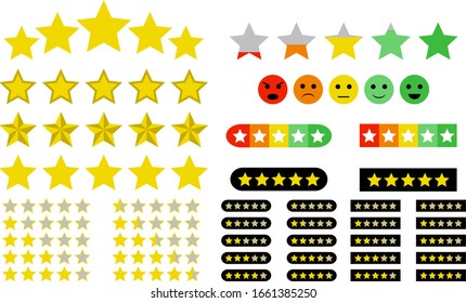 Set rating elements. Stars and emoticons