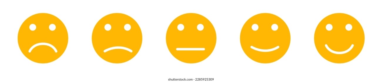 Set of rating emotion faces. Smile and happy face. Set icon smile emoji.