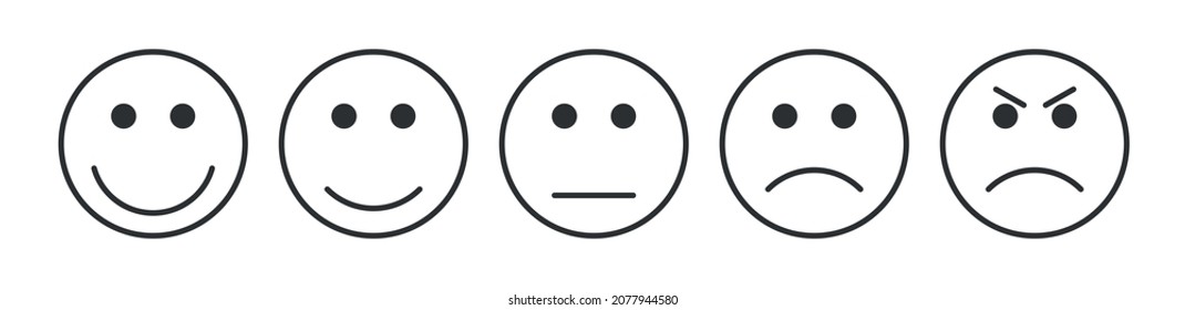Set of rating emotion faces. Vector illustration
