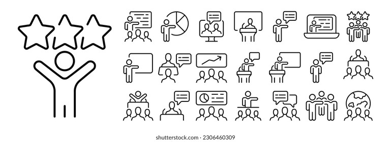 Set of rating icons. Illustrations representing different rating levels and symbols such as stars, thumbs up, hearts, bar graphs, and numerical ratings. Feedback, and evaluations.