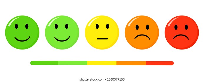 Set of Rating satisfaction emoji on white background.