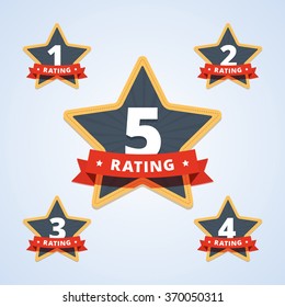 Set Of A Rating Stamp, Badge. Hotel Rating. Vector Illustration In Flat Style.
