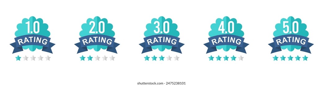 set of rating stars badges, flat design.