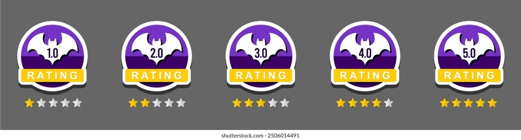 set of rating stars badges, flat design.	