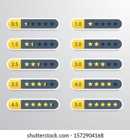 Set of Rating stars design elements customer feedback voting symbols from one to five points vector illustration