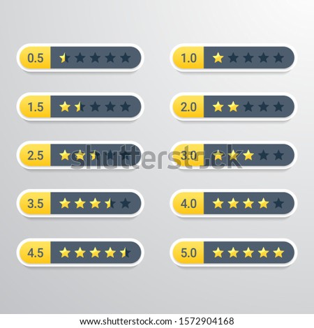 Set of Rating stars design elements customer feedback voting symbols from one to five points vector illustration