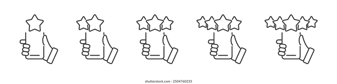 Set of rating stars. Feedback from customer from 1 to 5 star. Customer review. Rating stars badges. Vector illustration.