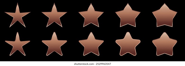 Set rating stars gold, silver, bronze icon badges. Feedback customers. Rank, level of satisfaction rating. Five stars customer product rating review. 5 star rating icon. Vector illustration.
