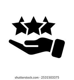 Set rating stars icon badges with hand. Feedback customers. Rank, level of satisfaction rating. Five stars customer product rating review. 5 star rating icon. Vector illustration.