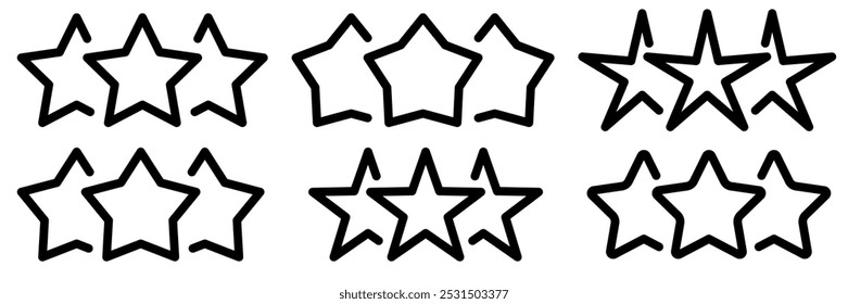 Set rating stars icon badges with hand. Feedback customers. Rank, level of satisfaction rating. Five stars customer product rating review. 5 star rating icon. Vector illustration.