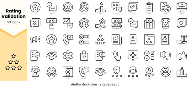 Set of rating validation Icons. Simple line art style icons pack. Vector illustration