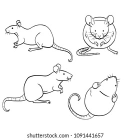 Set of rats and mouses. Isolated mouses sketches.