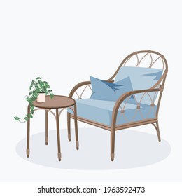 Set of rattan furniture for garden