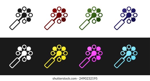 Set Rattle baby toy icon isolated on black and white background. Beanbag sign.  Vector
